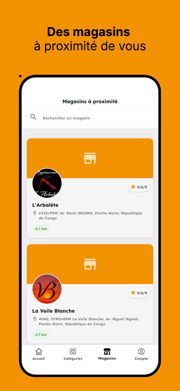 Écran Magasins à proximité Zoxi